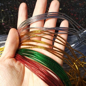 1m -Strong Metallic String with Cotton rope middle core -2mm width- Silver/Gold/Red/Green