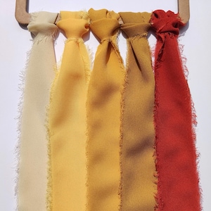 Geeloranje tint -handgescheurd chiffonlint met gerafelde rand -38/50 mm- bruiloft/boeket
