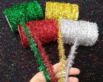 Metallic Mini Tinsel -Unwired Fluffy Straggly Ribbon/String- Gold/Silver/Red/Green-Parties/ Christmas -tiny small tinsel