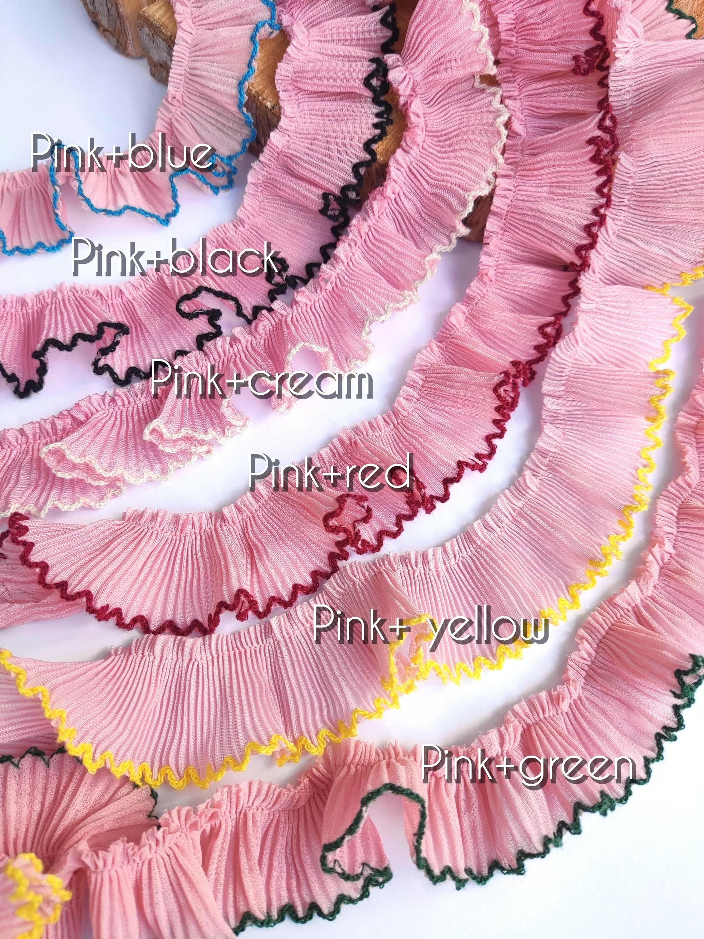 Pink Ruffle Trim by the Yard: Scallop Edge Ruffled Ribbon | Pleated ...