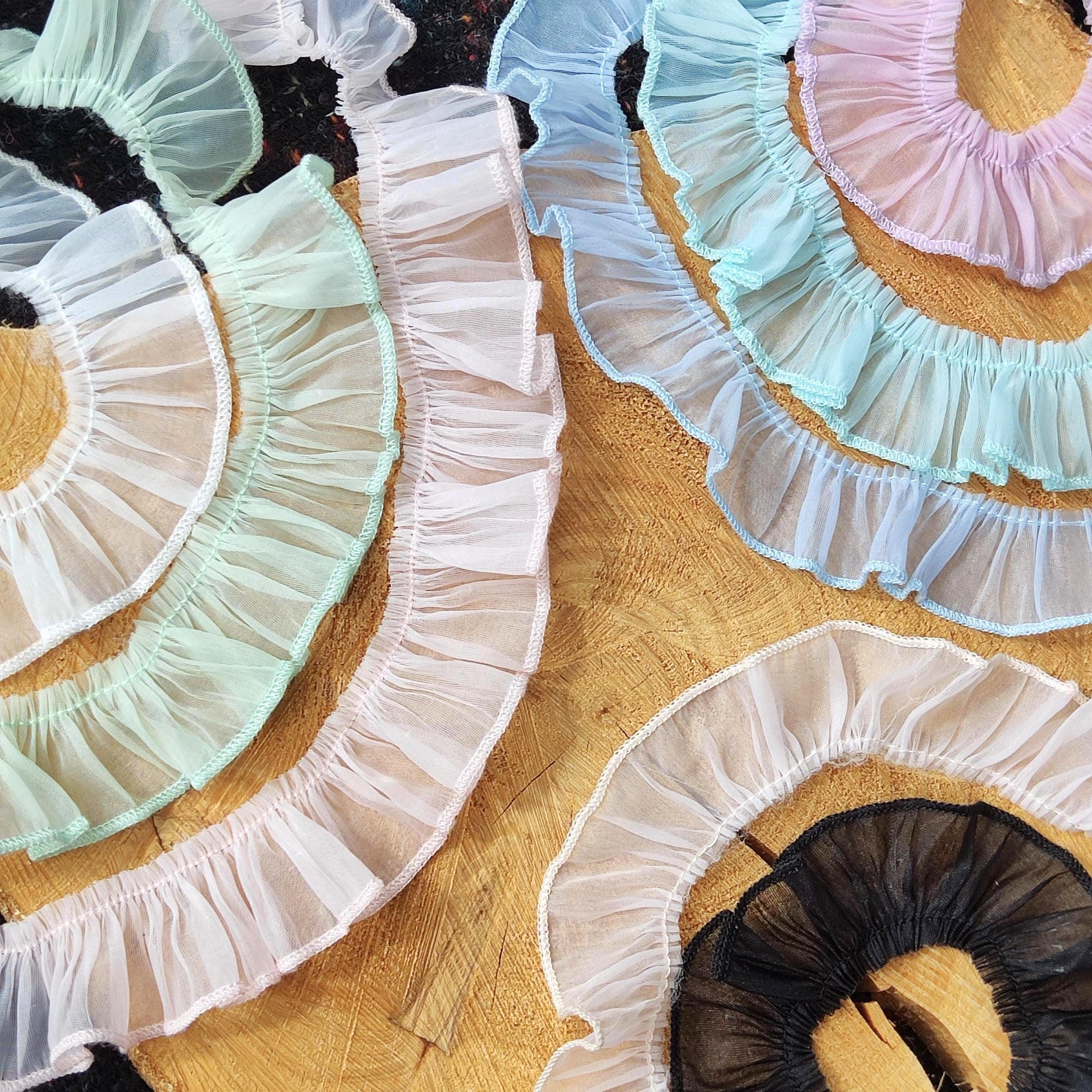 Pastel Chiffon Ruffle Fabric Trim by the Yard -crisp Frilly Edging