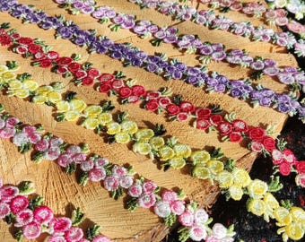 Nastro di pizzo con motivo floreale rococò ricamato, larghezza 2 cm, con motivo a grappolo di rose, tagliato su misura, per sartoria, decorazioni per la casa, vestiti per bambole, collane fai da te