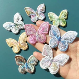 Iridescent Butterfly Patch: Sew on Embroidered Butterfly Lace Applique | Glitter Fabric Butterfly Embroidery Motif for Clothes DIY, Hats