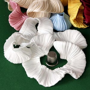 Shimmer Fabric Lace Trim: 3cm Puffy Chiffon Lace Trimming, Pre Gathered Frill Lace Ribbon, Glitter Pleated Ruffle Trim, Ruffled Sewing Trim