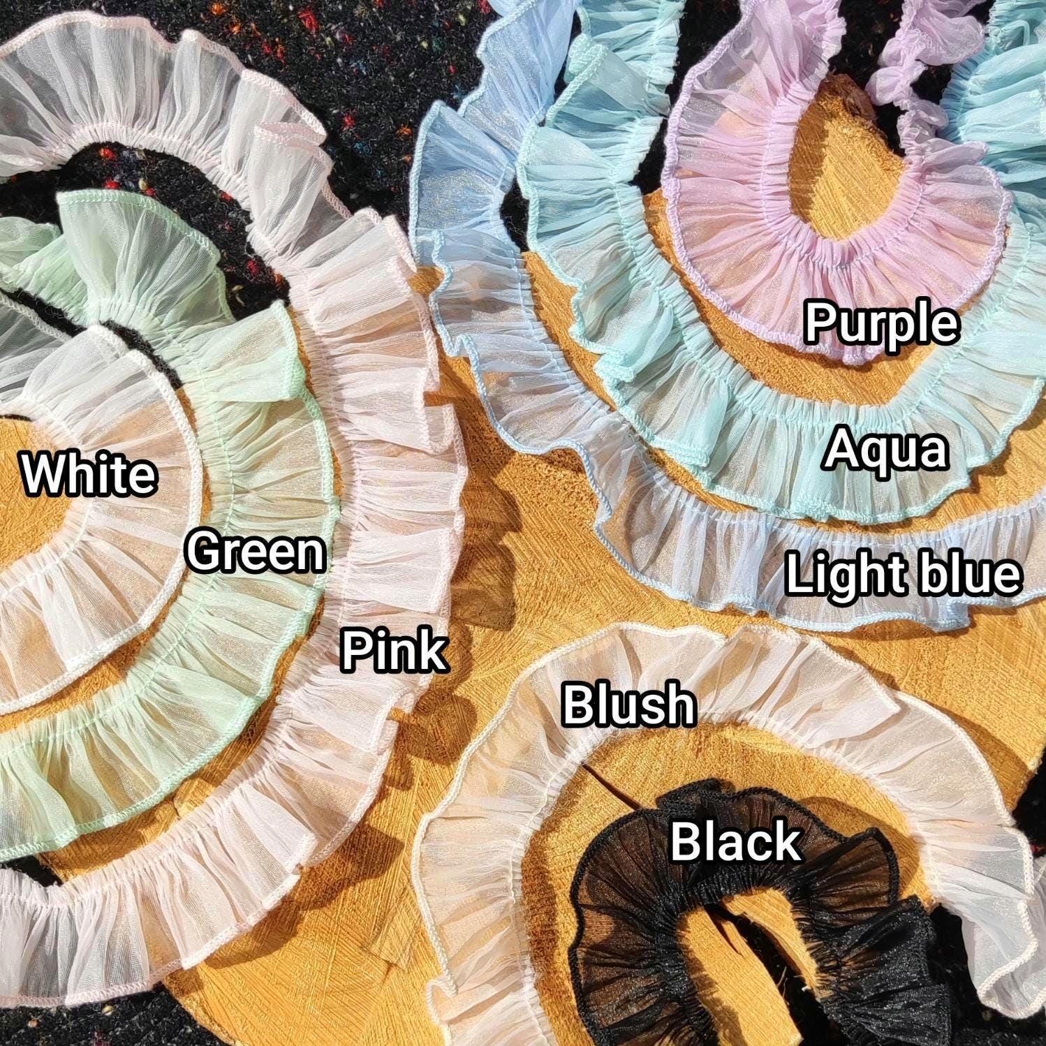 Pastel Chiffon Ruffle Fabric Trim by the Yard -crisp Frilly Edging