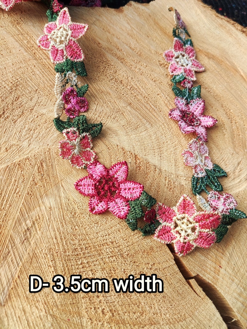 1 yarda-adorno de flores bordado de colores llamativos/encaje floral-Costura DIY D