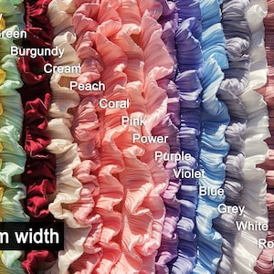 Pleated Puffy Chiffon Shimmery Trim-5cm wide Gathered border- Frilly Ruffle Edging- Per yard- Costume DIY, Doll Making, Sewing embellishment