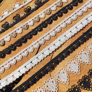 Love Heart Design Lace Trim -Per yard- Fine Ribbon for Sewing, Doll Clothes, Scrapbooking, Wedding Bridal Embellishment