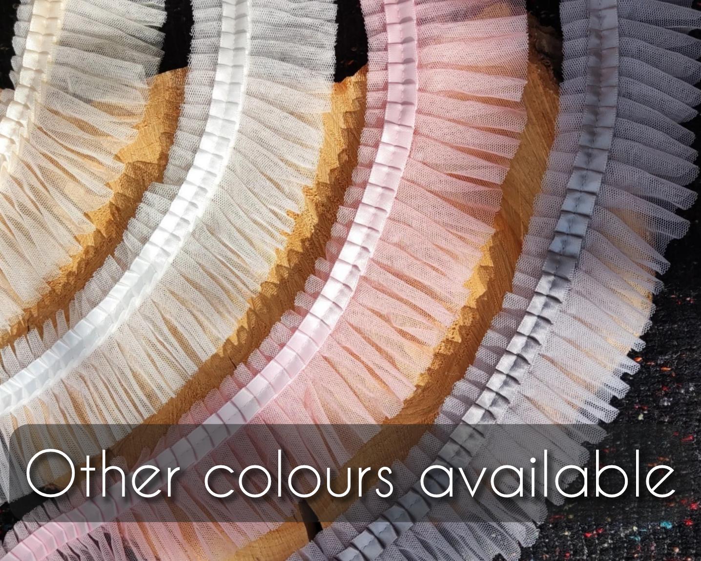 Pleated Tulle Ruffle Trim With Satin Ribbon Border: Ruffled Mesh