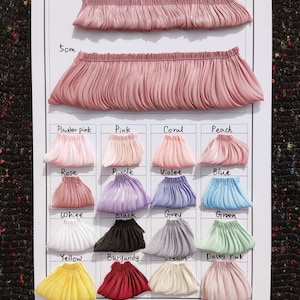 Shimmer Fabric Lace Trim: 3cm Puffy Chiffon Lace Trimming, Pre Gathered Frill Lace Ribbon, Glitter Pleated Ruffle Trim, Ruffled Sewing Trim