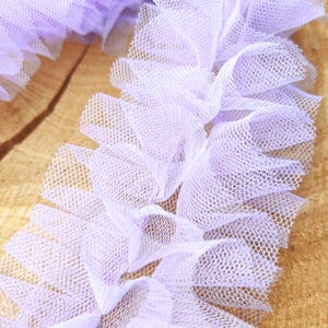 Bordo in pizzo con volant in tulle 3D: nastro rotondo in rete plissettata da 6 cm / rete a balze per cucire bambole e tessuti per tutù immagine 4