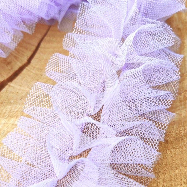Bordo in pizzo con volant in tulle 3D: nastro rotondo in rete plissettata da 6 cm / rete a balze per cucire bambole e tessuti per tutù immagine 4