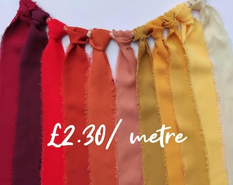 Yellow Orange Chiffon Ribbon: Hand torn Frayed Edge 38mm or 50mm Width