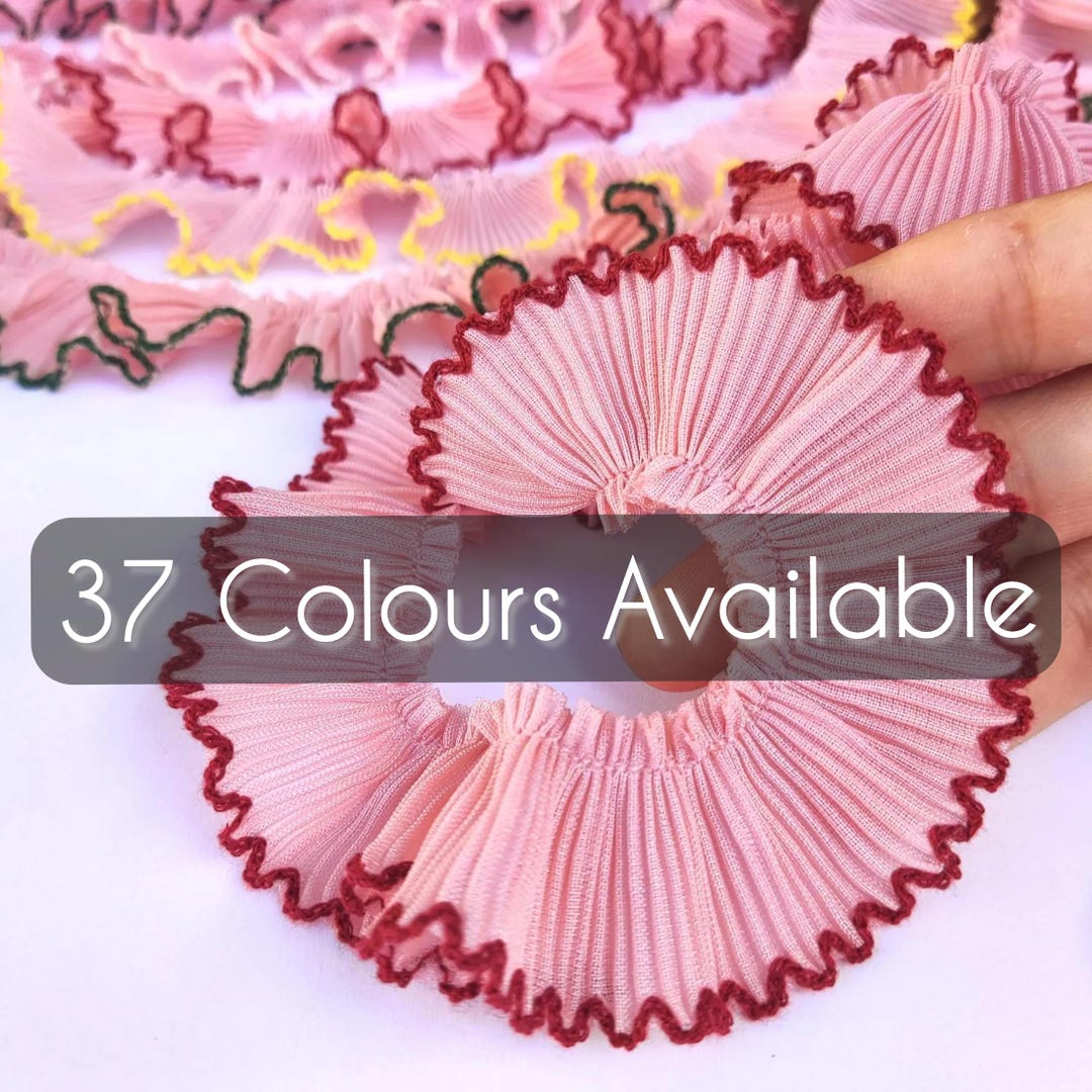 Pink Ruffle Trim by the Yard: Scallop Edge Ruffled Ribbon | Pleated ...