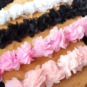 1 jarda - Cinto/Aparador/Fita de Chiffon com Flores - 4 cm de Largura, Borda com Design de Flores 3D - Decorações para Fantasias/Festivais/Carnaval/Desfile/Tutu/Palco