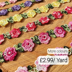 Nastro in pizzo floreale tagliato su misura: nastro floreale ricamato per cucito, decorazioni per la casa, vestiti per bambole