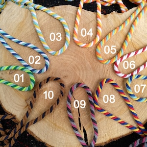 6mm width Colourful Cotton Rope- 3 Strand Multicolored Twisted Cord - For Macramé, Soft Furnishing, Bunting DIY