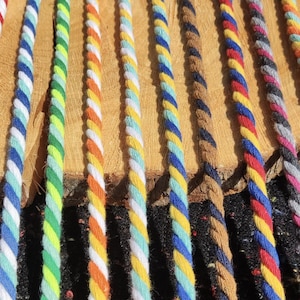 6mm Bright Twisted Cotton Rope- 3 Strand Multicolored Matte Cord