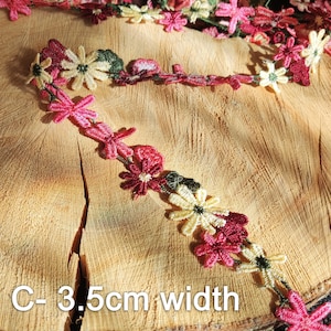 1 yarda-adorno de flores bordado de colores llamativos/encaje floral-Costura DIY C