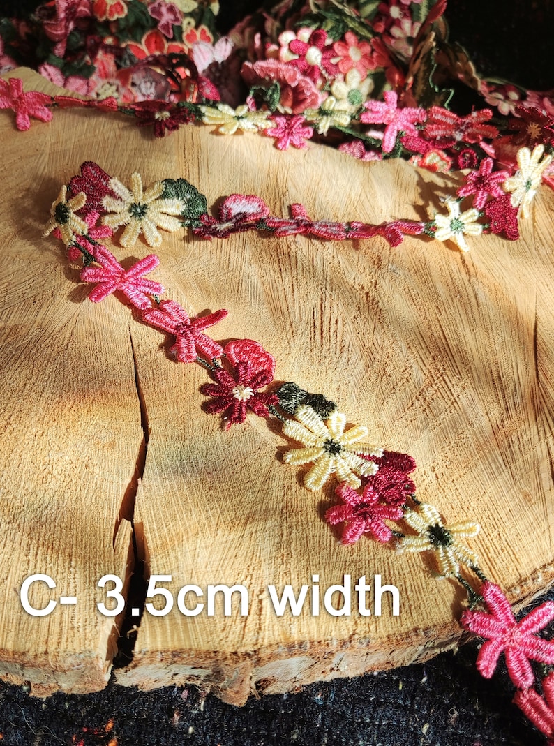 1 yarda-adorno de flores bordado de colores llamativos/encaje floral-Costura DIY C