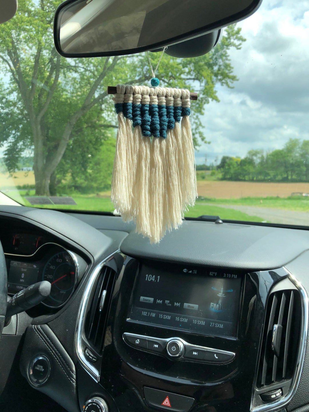 Large Macrame Rear View Mirror Car Charm - Etsy