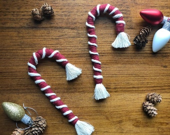 Macrame Candy Cane Ornaments