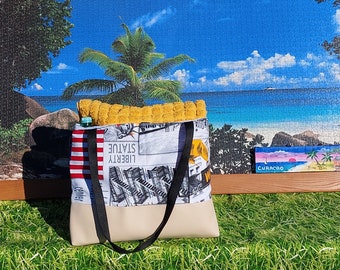 Taschenset aus Shopper/ Strandtasche und Turnbeutel "New York" gefüttert mit wasserabweisendem Stoff