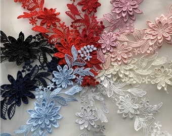 3D Application Flower Vine Lace Embroidered Wedding Patch