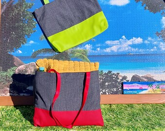 Shopper / Strandtasche   mit (Kunst)Lederboden und wasserabweisendem  Innnenfutter