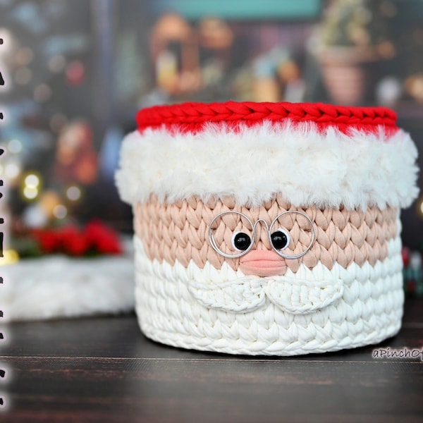 Santa Claus basket crochet PATTERN PDF, crochet basket, Christmas basket pattern, Christmas home decor