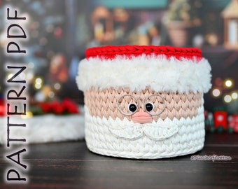 Crochet Santa Claus Basket Pattern, DIY Christmas Home Decor Storage (PATTERN PDF)