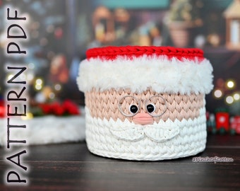 Santa Claus basket crochet PATTERN PDF, crochet basket, Christmas basket pattern, Christmas home decor