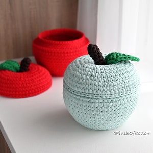 Apple basket crochet PATTERN PDF, crochet basket, crochet apple basket pattern, home decor basket