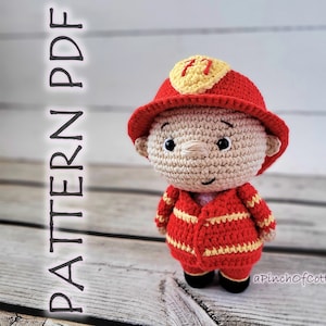 Häkelanleitung für einen Feuerwehrmann, Amigurumi-Feuerwehrmann-Spielzeug (Anleitung als PDF)