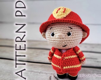 Crochet Firefighter Pattern, Amigurumi Fireman Toy (Pattern PDF)