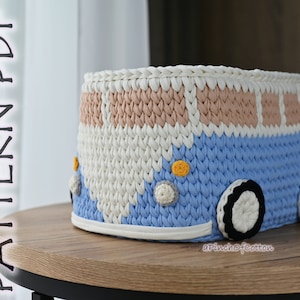 Bus basket crochet PATTERN PDF, crochet basket, car basket pattern, home decor basket