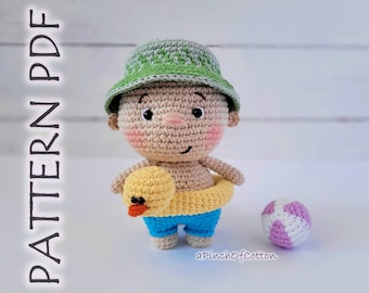 Charlie the Beach Boy crochet PATTERN, crochet sunbather, amigurumi beach boy crochet pattern PDF