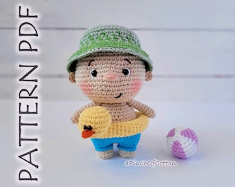 Charlie the Beach Boy crochet PATTERN, crochet sunbather, amigurumi beach boy crochet pattern PDF