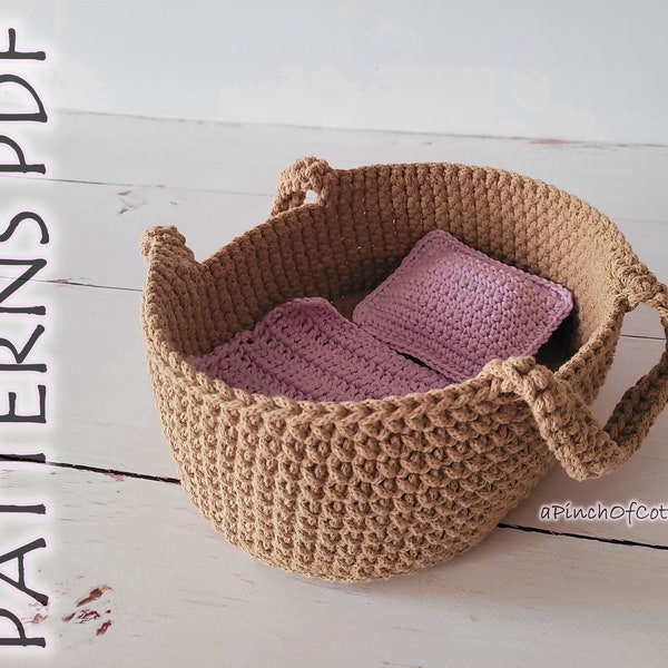 Basket and bedding crochet PATTERN, crochet cradle, basket with handles crochet pattern PDF