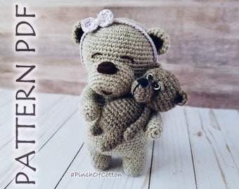 Cookie the Bear and Churro the Little Bear crochet PATTERNS, crochet bear, amigurumi bear crochet pattern PDF