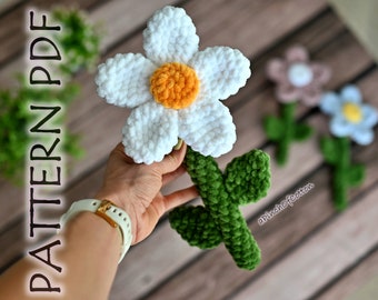 Crochet flower PATTERN, crochet daisy pattern PDF, flower crochet pattern for home decor