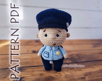 Charlie the Policeman crochet PATTERN, crochet police officer, amigurumi policeman crochet pattern PDF