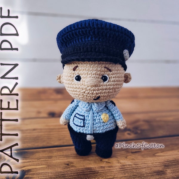 Charlie the Policeman crochet PATTERN, crochet police officer, amigurumi policeman crochet pattern PDF