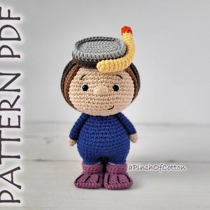 Charlie the Diver crochet PATTERN, crochet diver, amigurumi scuba diver crochet pattern PDF
