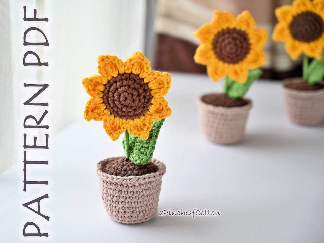 Sunflower in a Pot Crochet PATTERN, Crochet Sunflower Pattern PDF, Mini ...