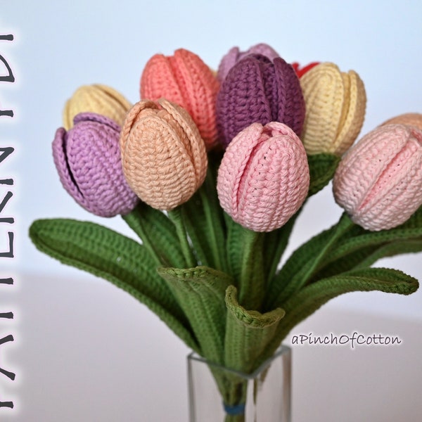 Crochet tulip PATTERN, crochet flower pattern PDF, tulip crochet pattern for decor and bouquets