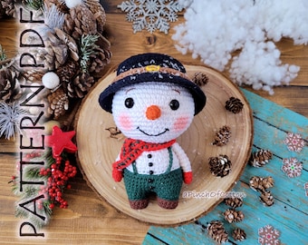 Snowman crochet PATTERN, crochet snowman, amigurumi Christmas crochet pattern PDF