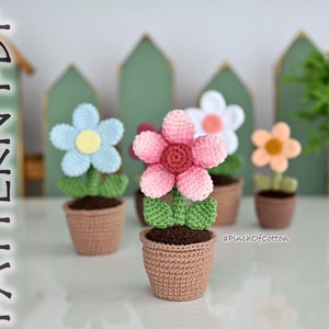 SCHEMI all'uncinetto per fiori in BUNDLE, 3 varianti di modelli di fiori all'uncinetto in PDF, modello di fiori all'uncinetto in un vaso per l'arredamento della casa