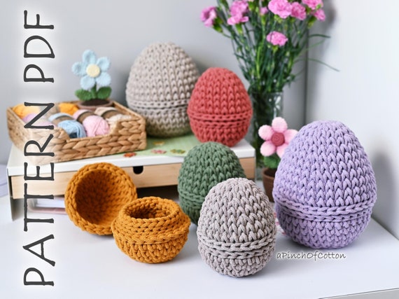 Egg basket crochet PATTERN PDF, crochet basket, Easter egg basket pattern, crochet egg, home decor basket