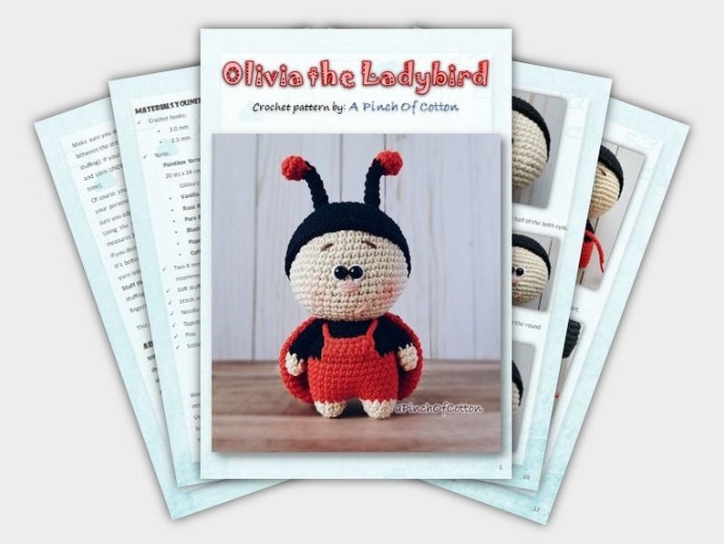 Mini Friends crochet PATTERNS set 3 crochet patterns PDF: ladybird, bee, butterfly image 8